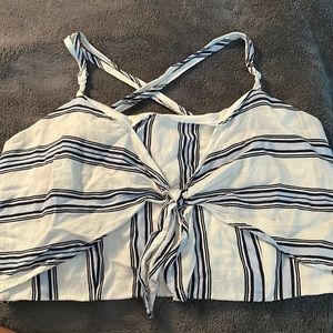 Blue and white crop top